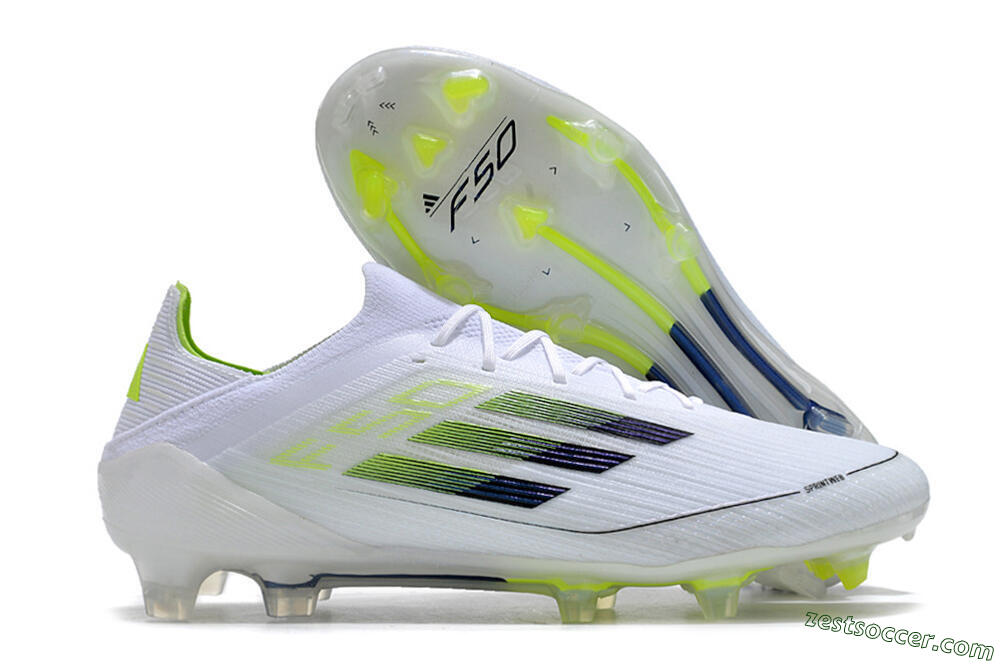 Adidas F50 Adizero FG Low-Tops Soccer Cleats - White/Black/Yellow 0