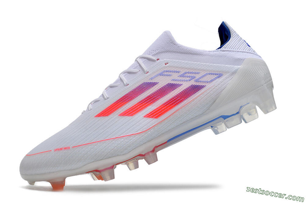 Adidas F50 Adizero FG Low-Tops Soccer Cleats - White/Red/Blue 5