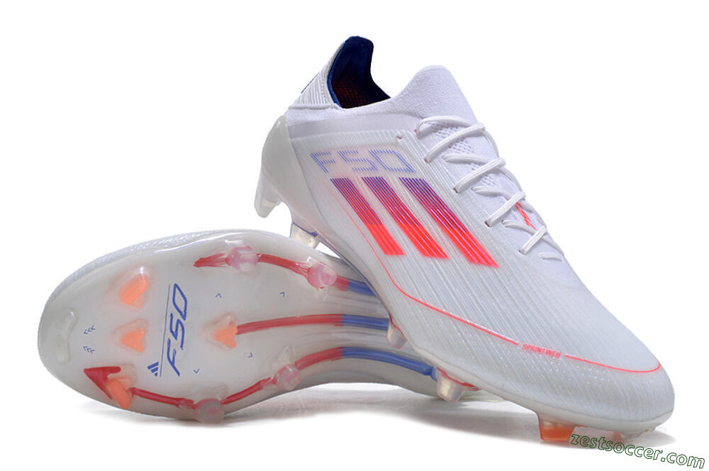Adidas F50 Adizero FG Low-Tops Soccer Cleats - White/Red/Blue 3