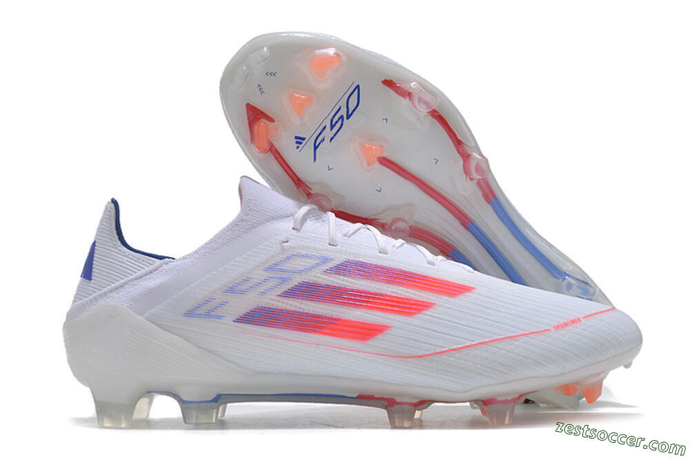 Adidas F50 Adizero FG Low-Tops Soccer Cleats - White/Red/Blue 0