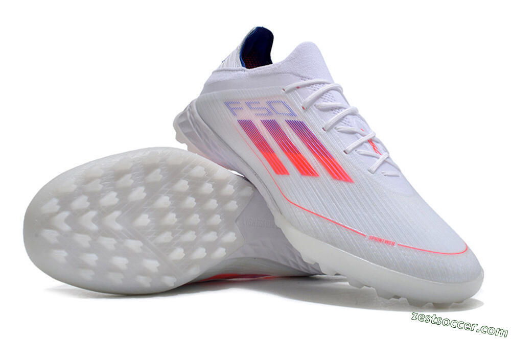Adidas F50 Adizero TF Low-Tops Soccer Shoes - White/Red/Blue 3