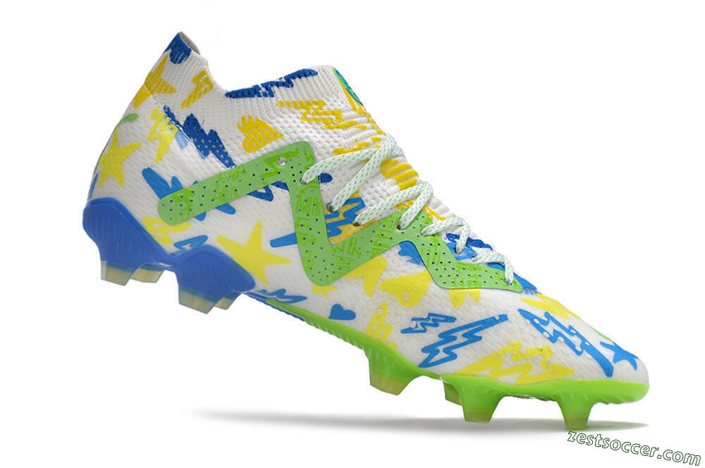 Puma Future Ultimate DNA FG Low-Tops Soccer Cleats - White/Blue/Yellow/Green 4