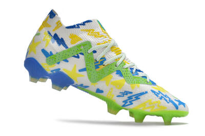 Puma Future Ultimate DNA FG Low-Tops Soccer Cleats - White/Blue/Yellow/Green