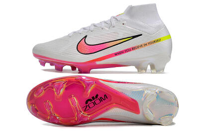 Nike Air Zoom Mercurial Superfly 9 Elite FG High-Tops Soccer Cleats - White/Pink/Black