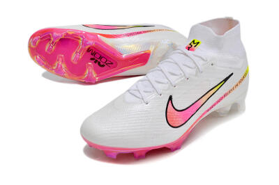 Nike Air Zoom Mercurial Superfly 9 Elite FG High-Tops Soccer Cleats - White/Pink/Black