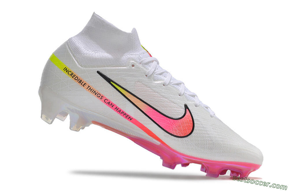 Nike Air Zoom Mercurial Superfly 9 Elite FG High-Tops Soccer Cleats - White/Pink/Black 4