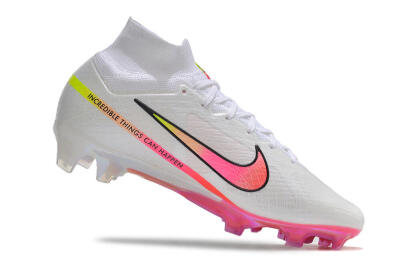 Nike Air Zoom Mercurial Superfly 9 Elite FG High-Tops Soccer Cleats - White/Pink/Black