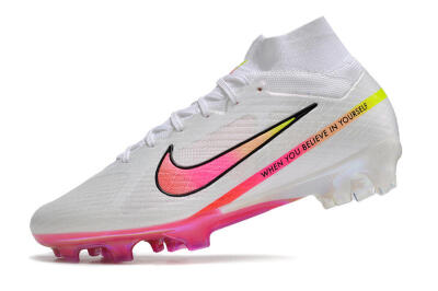 Nike Air Zoom Mercurial Superfly 9 Elite FG High-Tops Soccer Cleats - White/Pink/Black