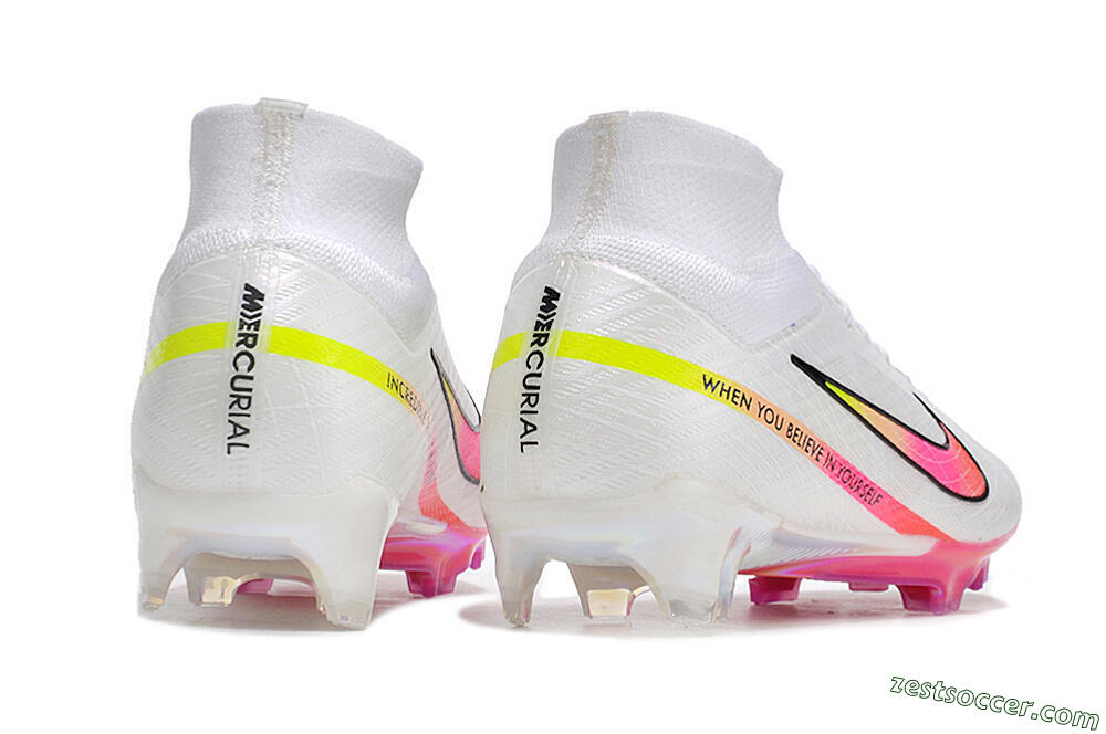 Nike Air Zoom Mercurial Superfly 9 Elite FG High-Tops Soccer Cleats - White/Pink/Black 6