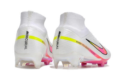 Nike Air Zoom Mercurial Superfly 9 Elite FG High-Tops Soccer Cleats - White/Pink/Black