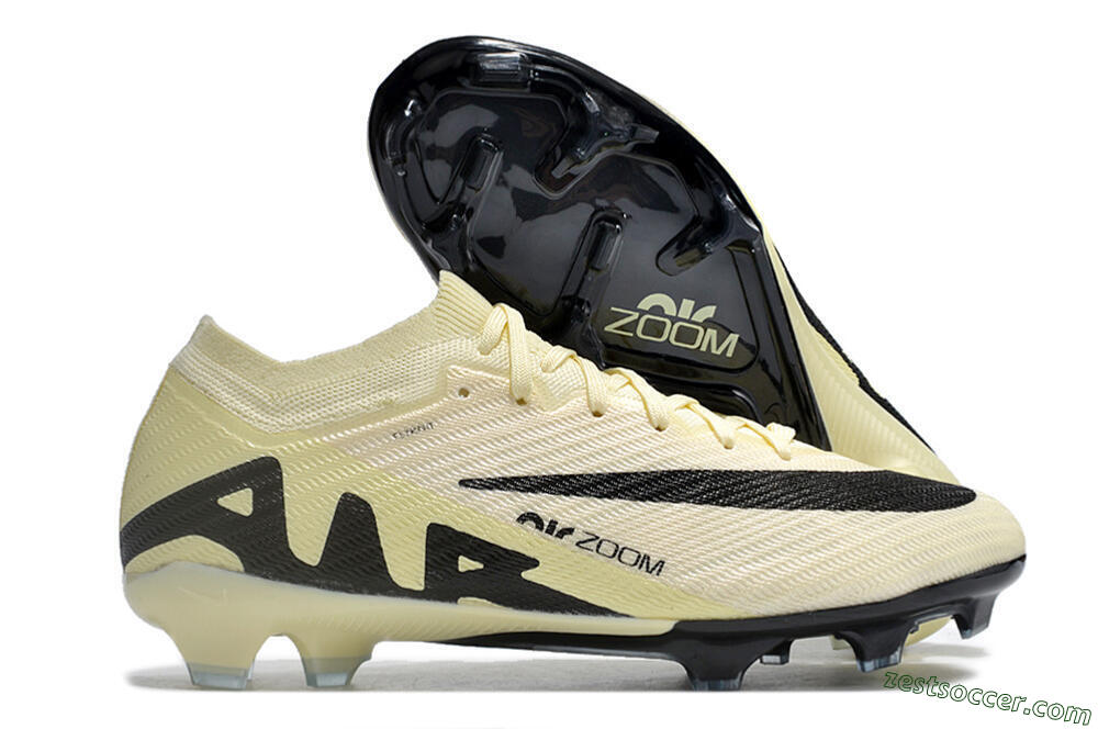 Nike Air Zoom Mercurial Vapor 15 Elite FG Low-Tops Soccer Cleats - White/Black/Beige 0