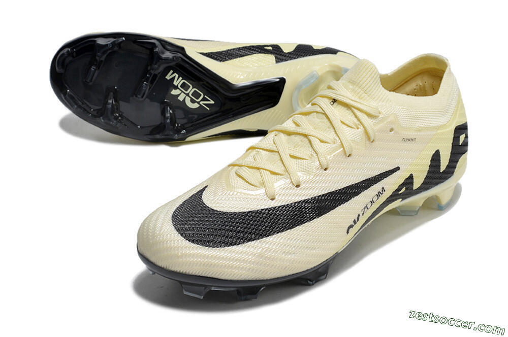 Nike Air Zoom Mercurial Vapor 15 Elite FG Low-Tops Soccer Cleats - White/Black/Beige 3