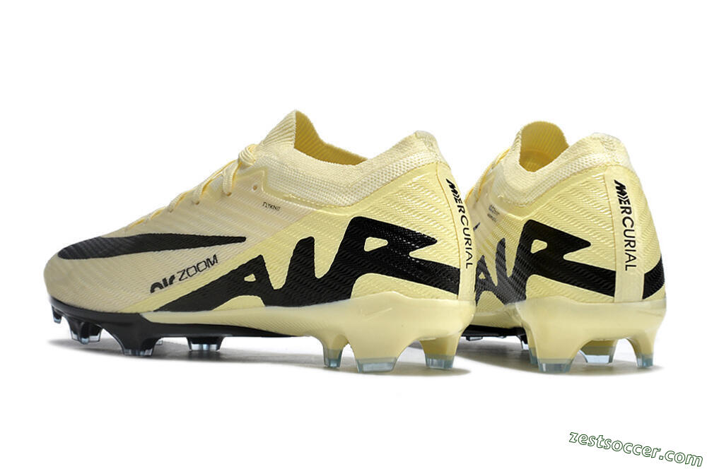 Nike Air Zoom Mercurial Vapor 15 Elite FG Low-Tops Soccer Cleats - White/Black/Beige 4