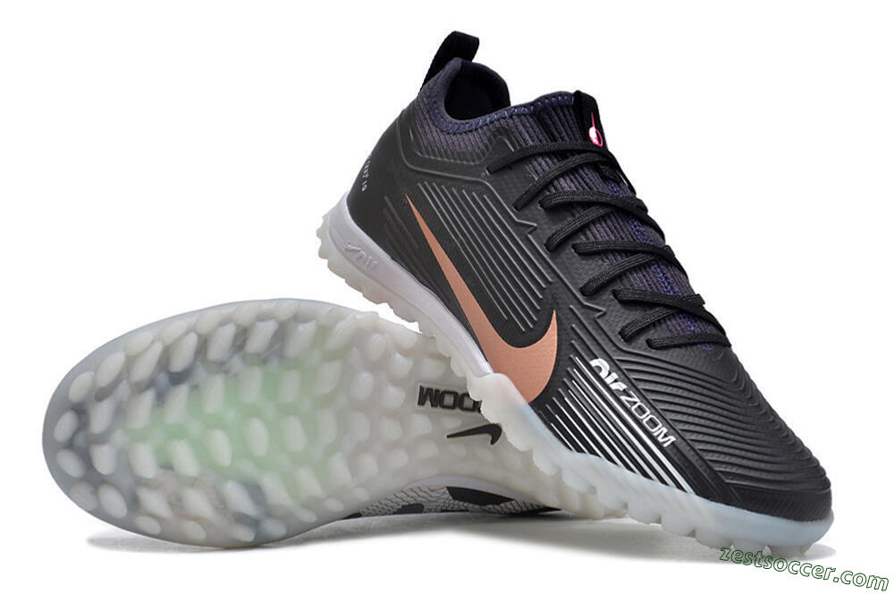Nike Air Zoom Mercurial Vapor 15 Pro TF Low-Tops Soccer Shoes - Black/Gold/White 3