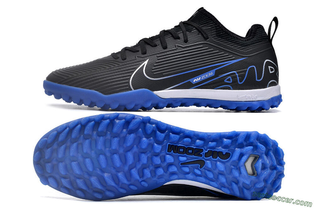 Nike Air Zoom Mercurial Vapor 15 Pro TF Low-Tops Soccer Shoes - Black/White/Blue 1