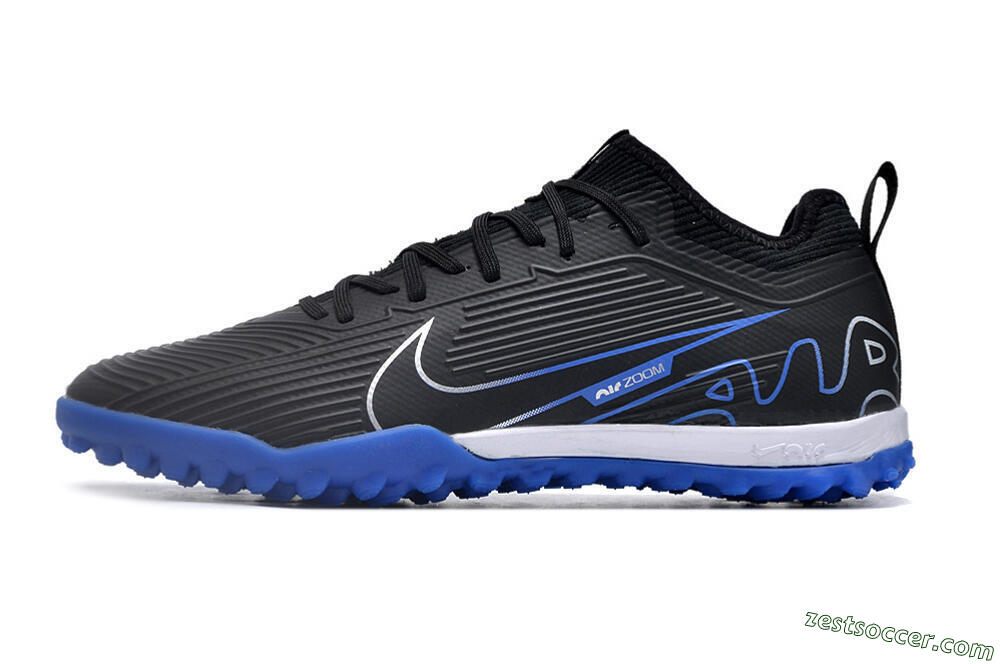 Nike Air Zoom Mercurial Vapor 15 Pro TF Low-Tops Soccer Shoes - Black/White/Blue 2