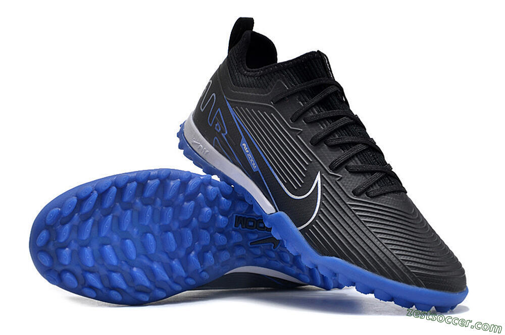 Nike Air Zoom Mercurial Vapor 15 Pro TF Low-Tops Soccer Shoes - Black/White/Blue 3