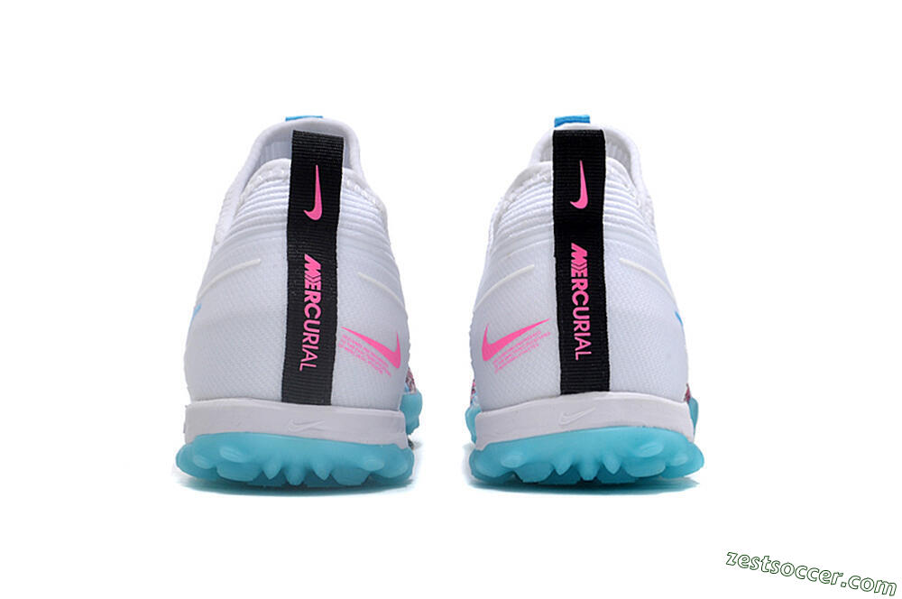 Nike Air Zoom Mercurial Vapor 15 Pro TF Low-Tops Soccer Shoes - White/Blue/Pink 5