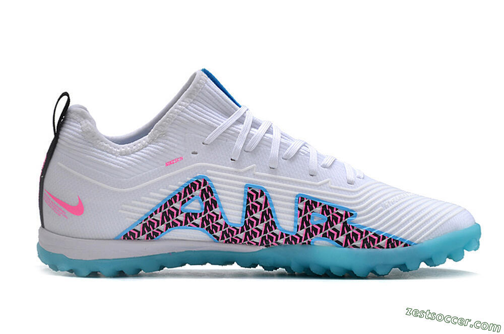 Nike Air Zoom Mercurial Vapor 15 Pro TF Low-Tops Soccer Shoes - White/Blue/Pink 7