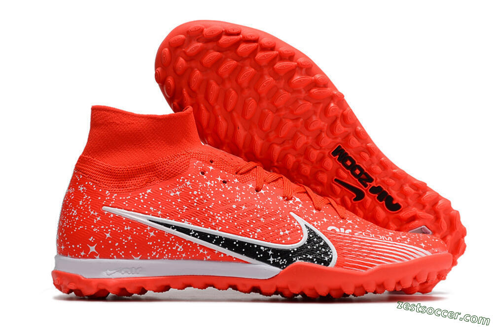 Nike Air Zoom Mercurial Superfly 9 Elite TF High-Tops Soccer Shoes - Red/White/Black 0