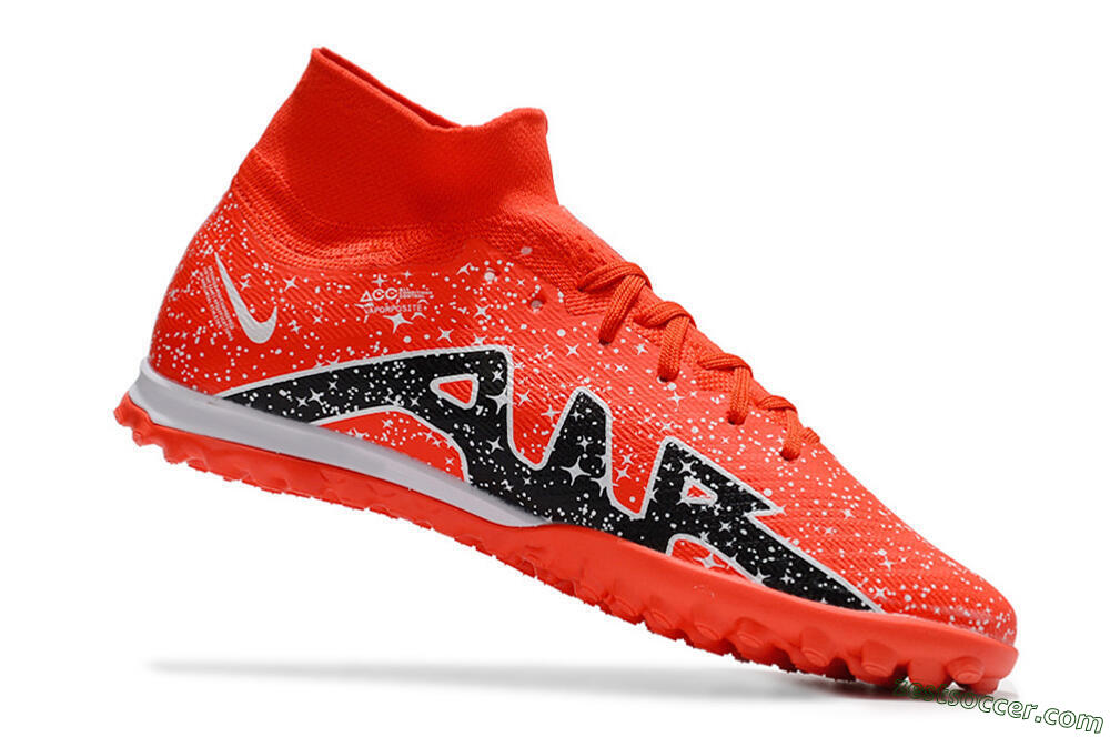 Nike Air Zoom Mercurial Superfly 9 Elite TF High-Tops Soccer Shoes - Red/White/Black 4