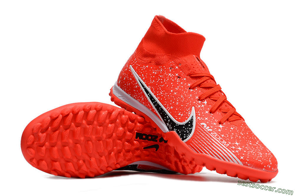 Nike Air Zoom Mercurial Superfly 9 Elite TF High-Tops Soccer Shoes - Red/White/Black 3