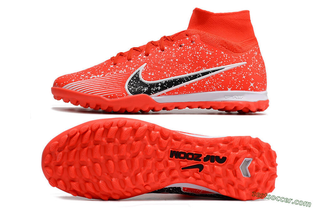 Nike Air Zoom Mercurial Superfly 9 Elite TF High-Tops Soccer Shoes - Red/White/Black 1