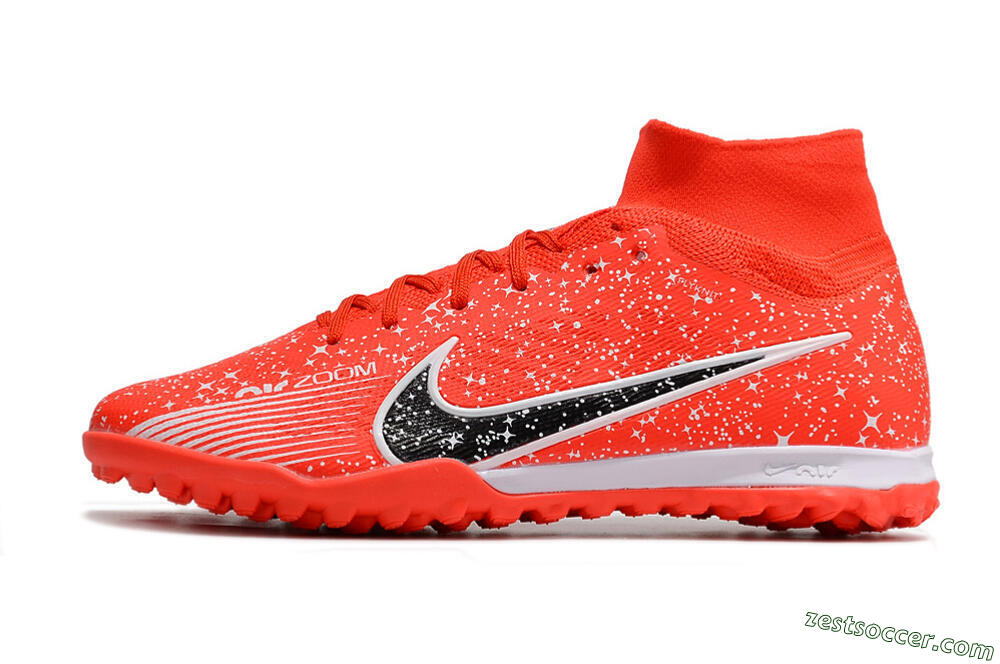 Nike Air Zoom Mercurial Superfly 9 Elite TF High-Tops Soccer Shoes - Red/White/Black 2