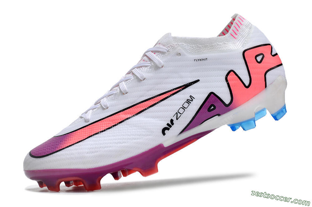 Nike AIR Zoom Mercurial Vapor 15 Elite FG Low-Tops Soccer Cleats - White/Blue/Orange 5
