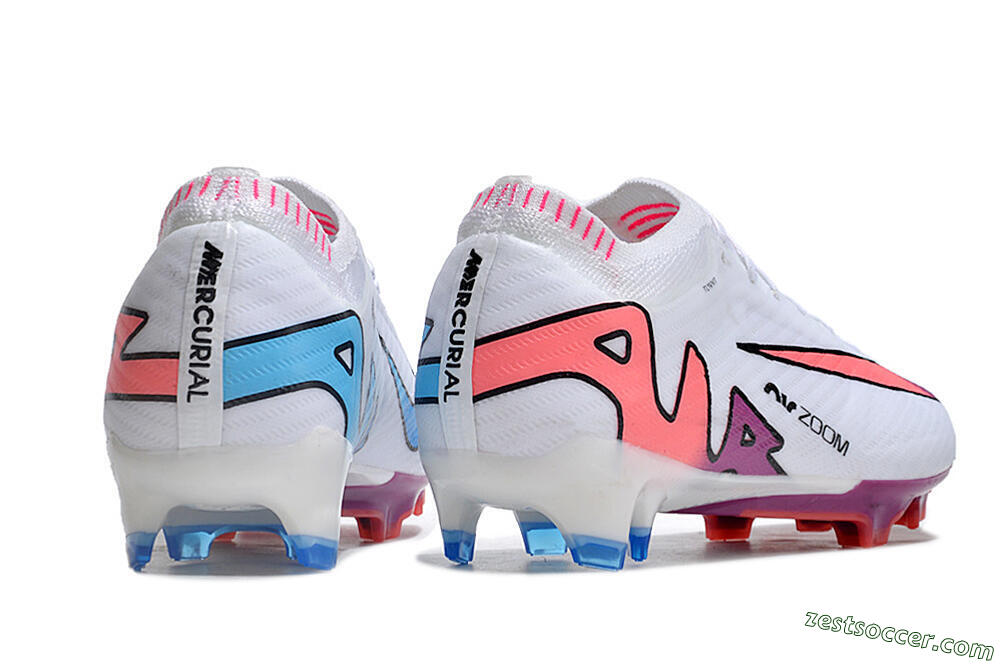 Nike AIR Zoom Mercurial Vapor 15 Elite FG Low-Tops Soccer Cleats - White/Blue/Orange 6