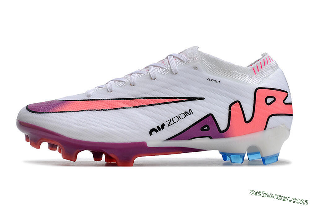 Nike AIR Zoom Mercurial Vapor 15 Elite FG Low-Tops Soccer Cleats - White/Blue/Orange 2