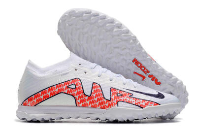 Nike Air Zoom Mercurial Vapor 15 Elite TF Low-Tops Soccer Shoes - White/Red/Black