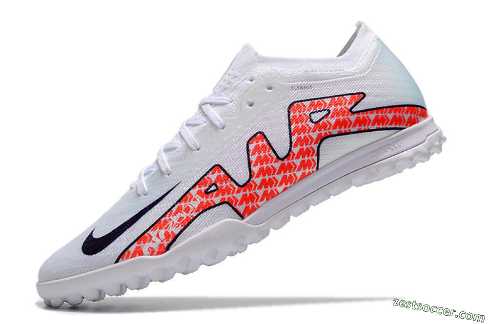 Nike Air Zoom Mercurial Vapor 15 Elite TF Low-Tops Soccer Shoes - White/Red/Black 5