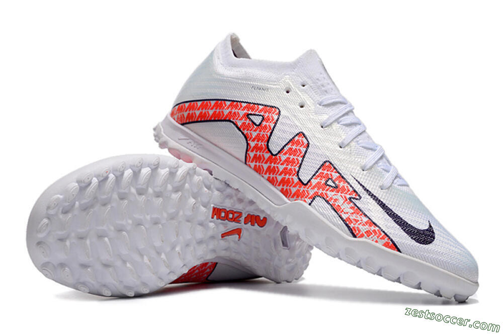 Nike Air Zoom Mercurial Vapor 15 Elite TF Low-Tops Soccer Shoes - White/Red/Black 3