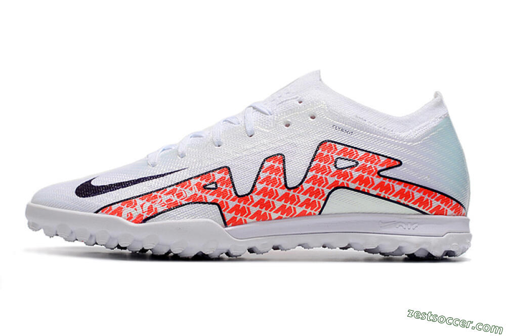 Nike Air Zoom Mercurial Vapor 15 Elite TF Low-Tops Soccer Shoes - White/Red/Black 2