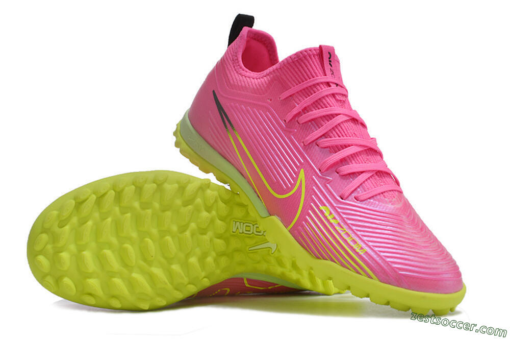 Nike Air Zoom Mercurial Vapor 15 Pro TF Low-Tops Soccer Shoes - Pink/Yellow/Green/Black 3
