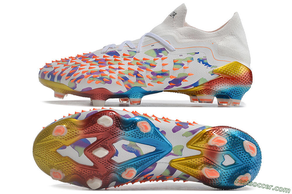 Adidas Predator Freak.1 Low FG High-Tops Soccer Cleats - White/Blue/Orange/Gold 1