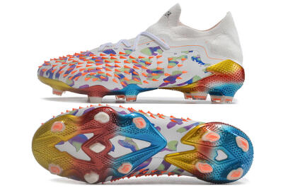 Adidas Predator Freak.1 Low FG High-Tops Soccer Cleats - White/Blue/Orange/Gold
