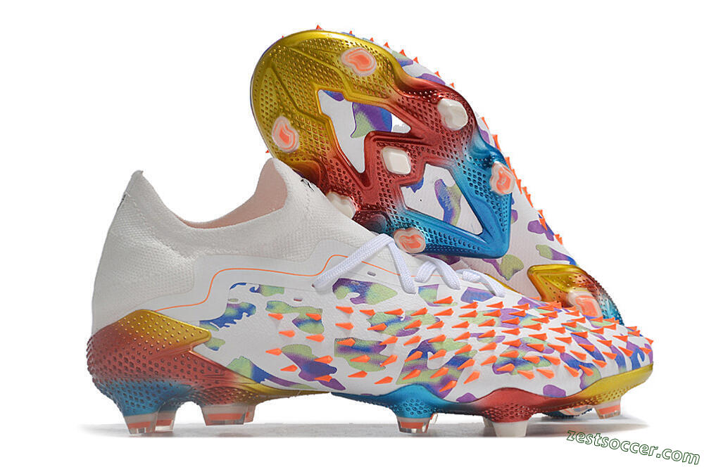 Adidas Predator Freak.1 Low FG High-Tops Soccer Cleats - White/Blue/Orange/Gold 0
