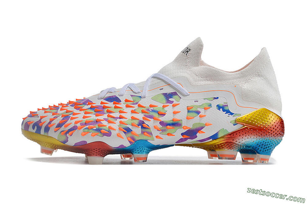 Adidas Predator Freak.1 Low FG High-Tops Soccer Cleats - White/Blue/Orange/Gold 2