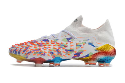 Adidas Predator Freak.1 Low FG High-Tops Soccer Cleats - White/Blue/Orange/Gold