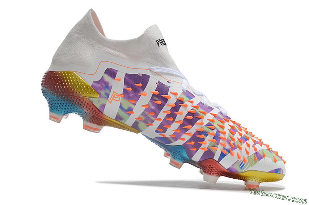 Adidas Predator Freak.1 Low FG High-Tops Soccer Cleats - White/Blue/Orange/Gold 4