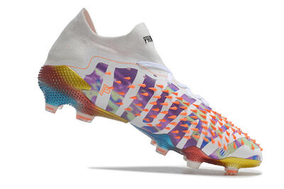 Adidas Predator Freak.1 Low FG High-Tops Soccer Cleats - White/Blue/Orange/Gold