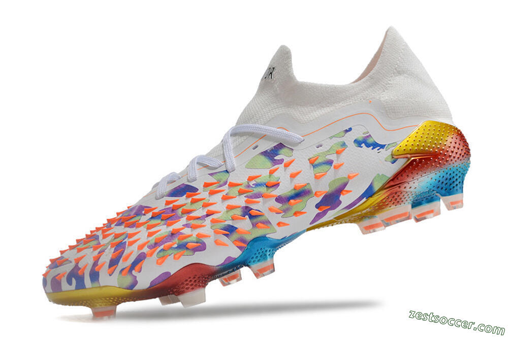 Adidas Predator Freak.1 Low FG High-Tops Soccer Cleats - White/Blue/Orange/Gold 5