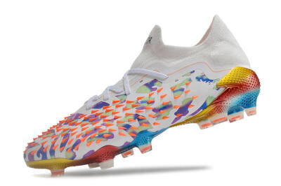 Adidas Predator Freak.1 Low FG High-Tops Soccer Cleats - White/Blue/Orange/Gold