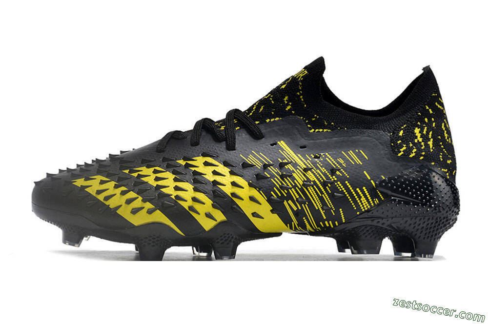 Adidas Predator Freak.1 Low FG Low-Tops Soccer Cleats - Black/Yellow 2