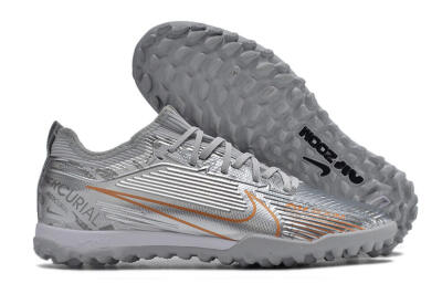 Nike Air Zoom Mercurial Vapor 15 Pro TF Low-Tops Soccer Shoes - Silver/Gold/Black