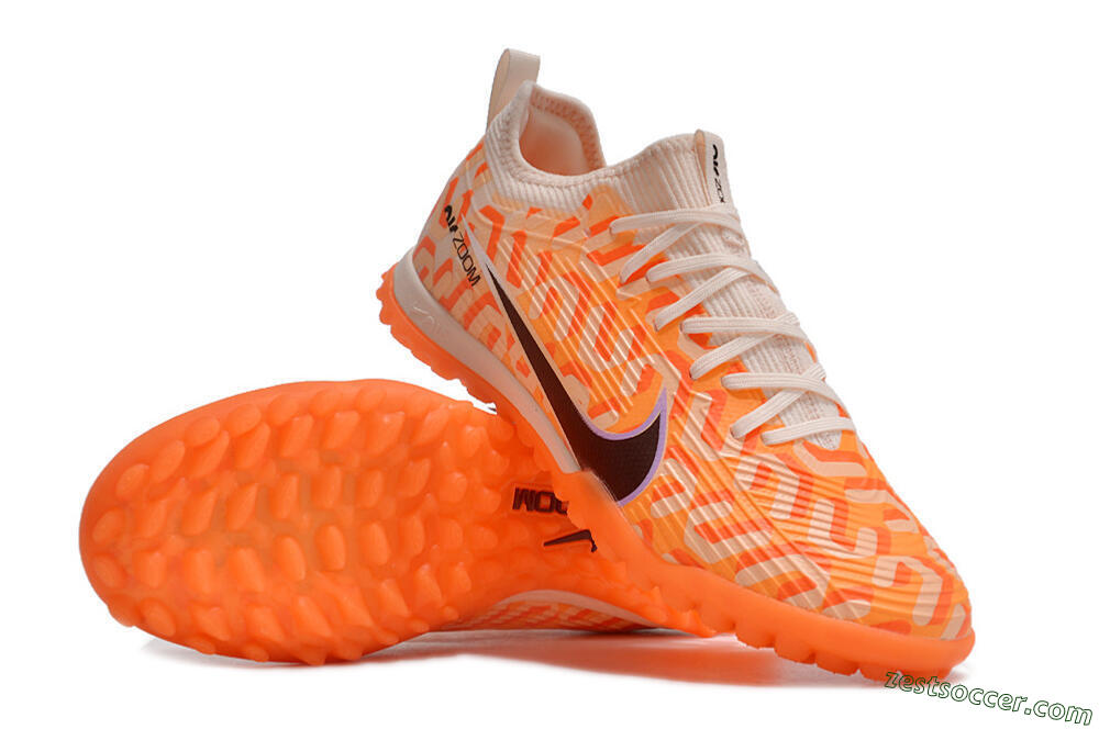 Nike Air Zoom Mercurial Vapor 15 Pro TF Low-Tops Soccer Shoes - Orange/Purple/Black 3
