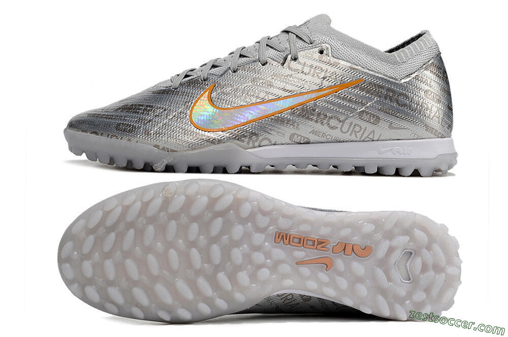 Nike Air Zoom Mercurial Vapor 15 Elite TF Low-Tops Soccer Shoes - Silver/Gold 1