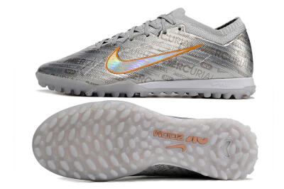 Nike Air Zoom Mercurial Vapor 15 Elite TF Low-Tops Soccer Shoes - Silver/Gold